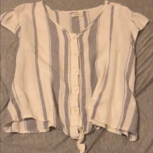 Light denim blue and white striped blouse